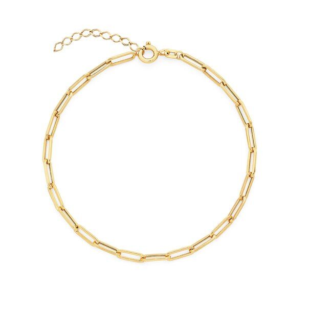 10K Yellow Gold Paperclip Anklet